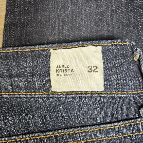Hudson Women's Jeans Denim Krista Low Rise Skinny Ankle Size 32 Raw Hem Dark - Picture 4 of 10